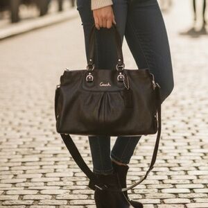 Vintage COACH Ashley Satchel Handbag, Black Leather